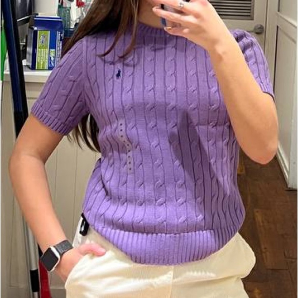 Polo by Ralph Lauren Purple Cable Knit Top
